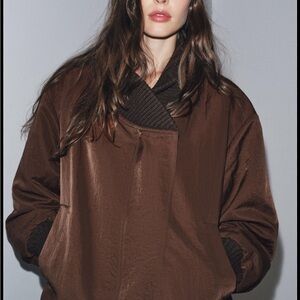 Zara Brown Bomber Jacket